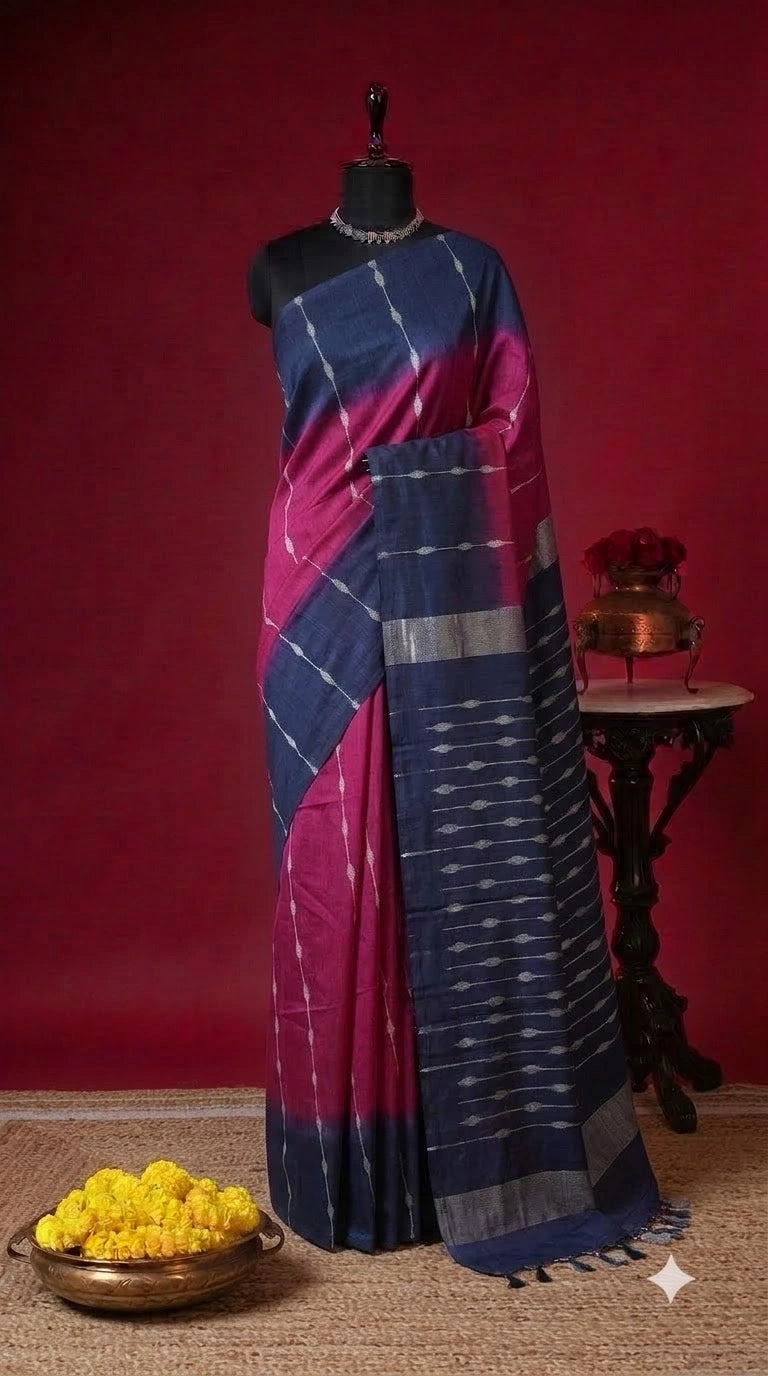 Dark Wine Bamboo Silk Saree