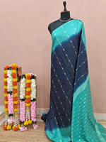 Navy Blue Bamboo Silk Saree
