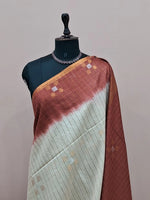 Beige Pure Bamboo Silk Saree 2