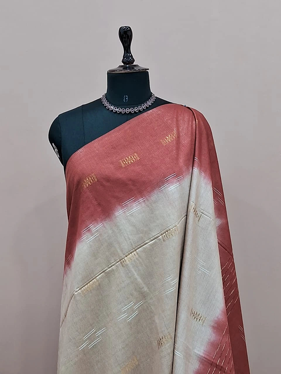Cream Bamboo Silk Saree 1