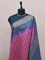 Pink Zari-Checked Bamboo Silk Saree 2