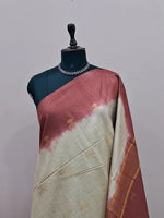 Cream Pure Bamboo Silk Saree 3