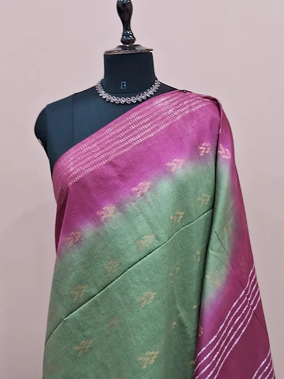 Green Bamboo Silk Saree 2