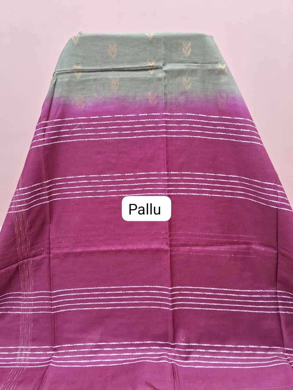 Green Bamboo Silk Saree Pallu