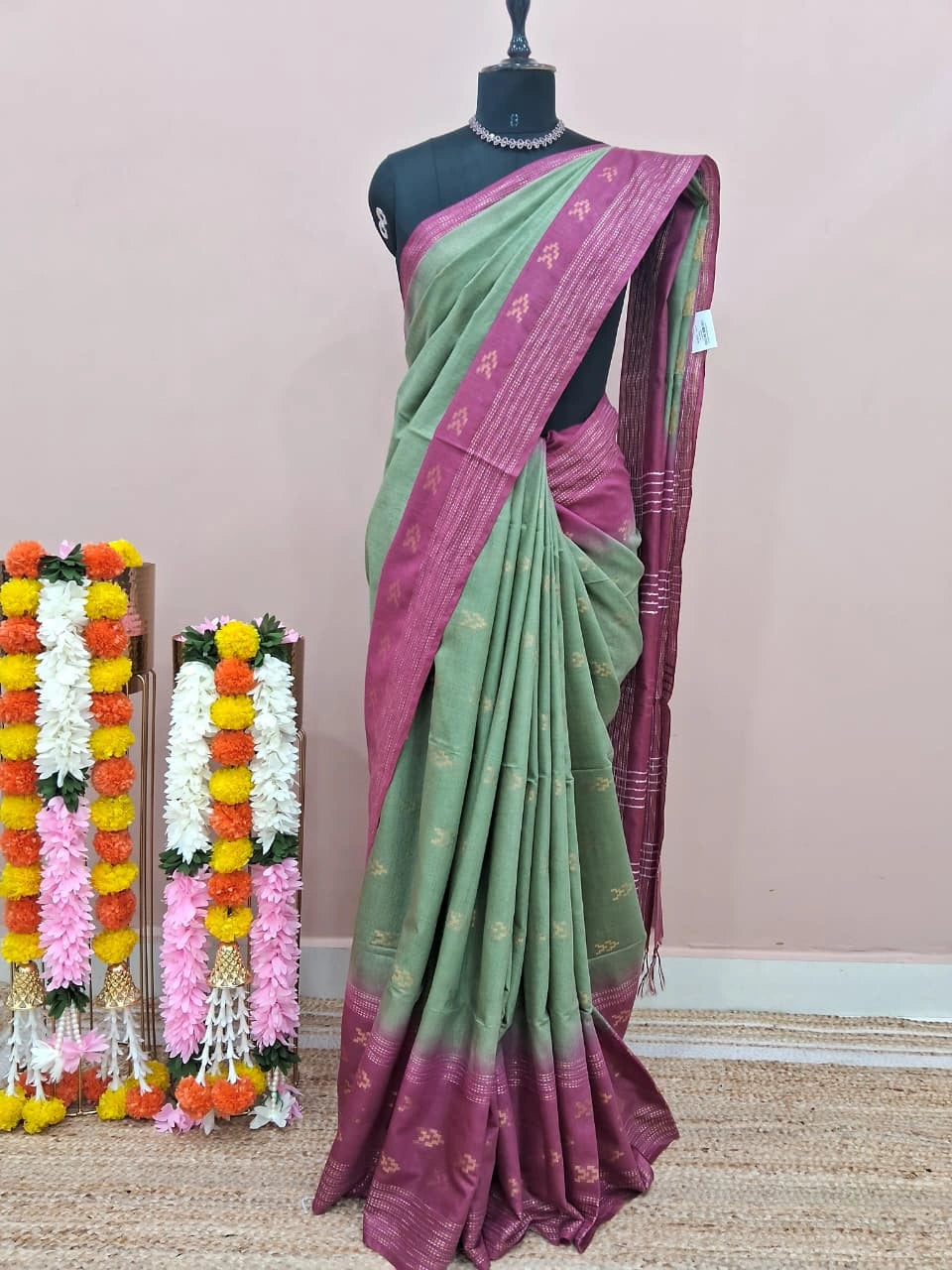 Green Bamboo Silk Saree