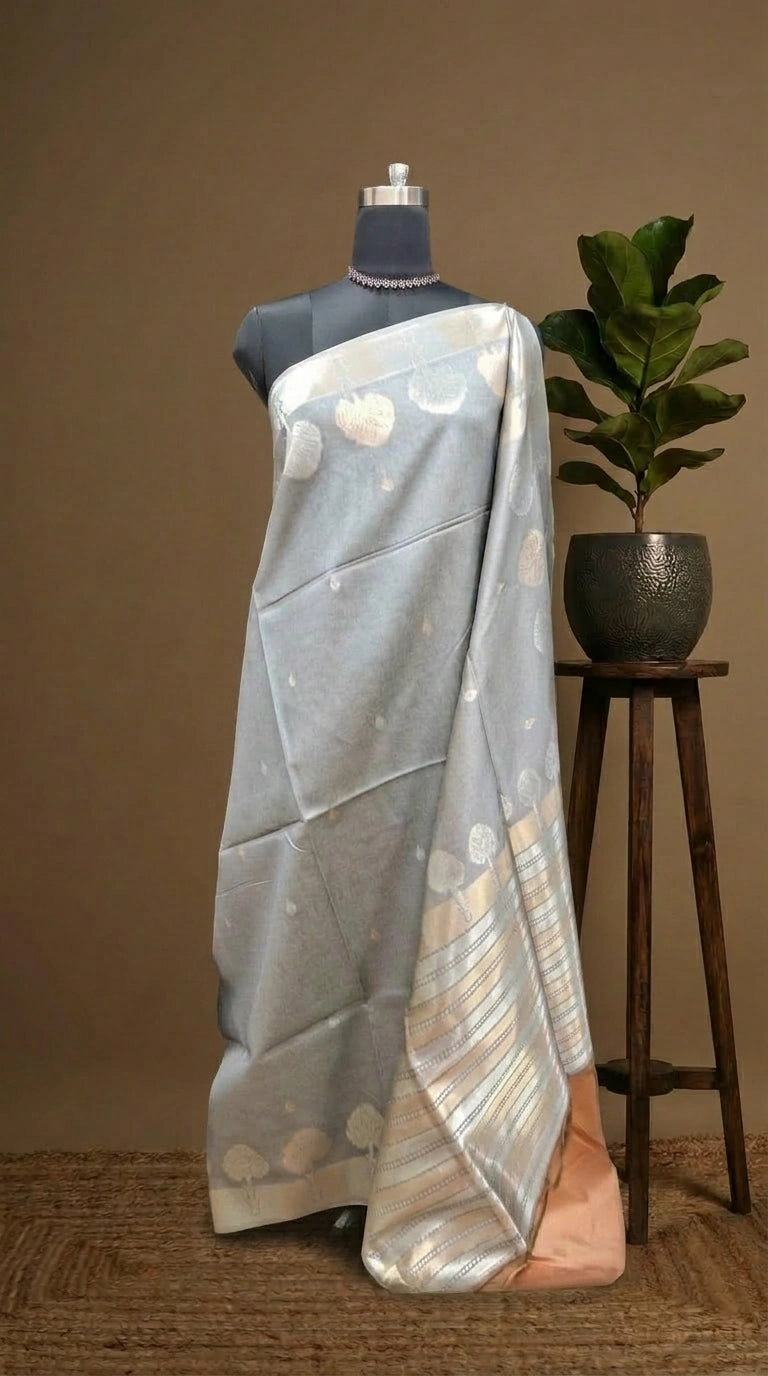 Premium Grey Tussar Saree for Celebrations