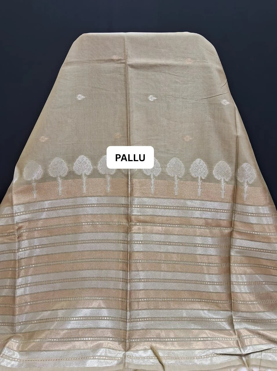  Green Tussar Silk Saree pallu