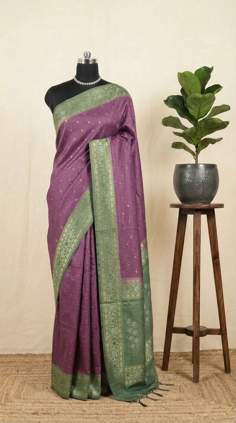 Wine Tussar Saree
