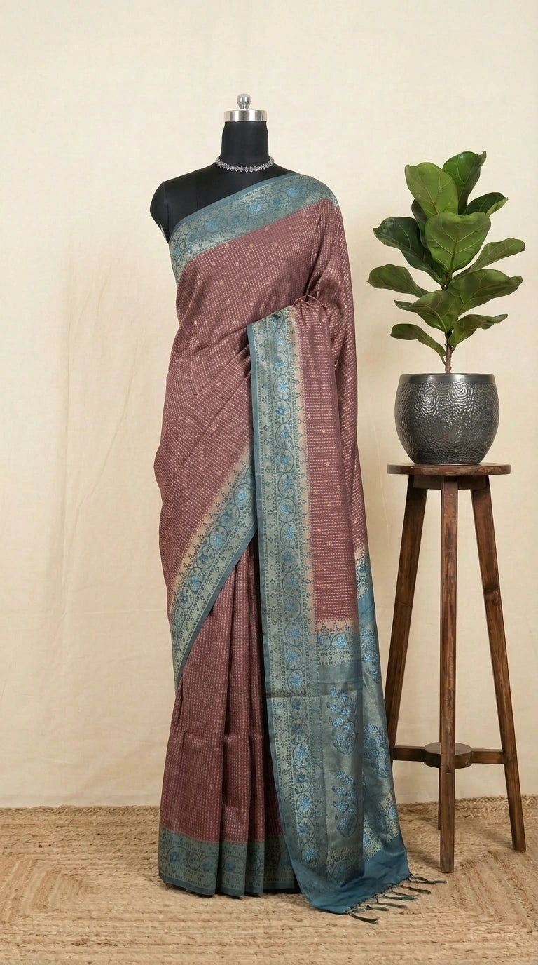 Brown Tussar Saree