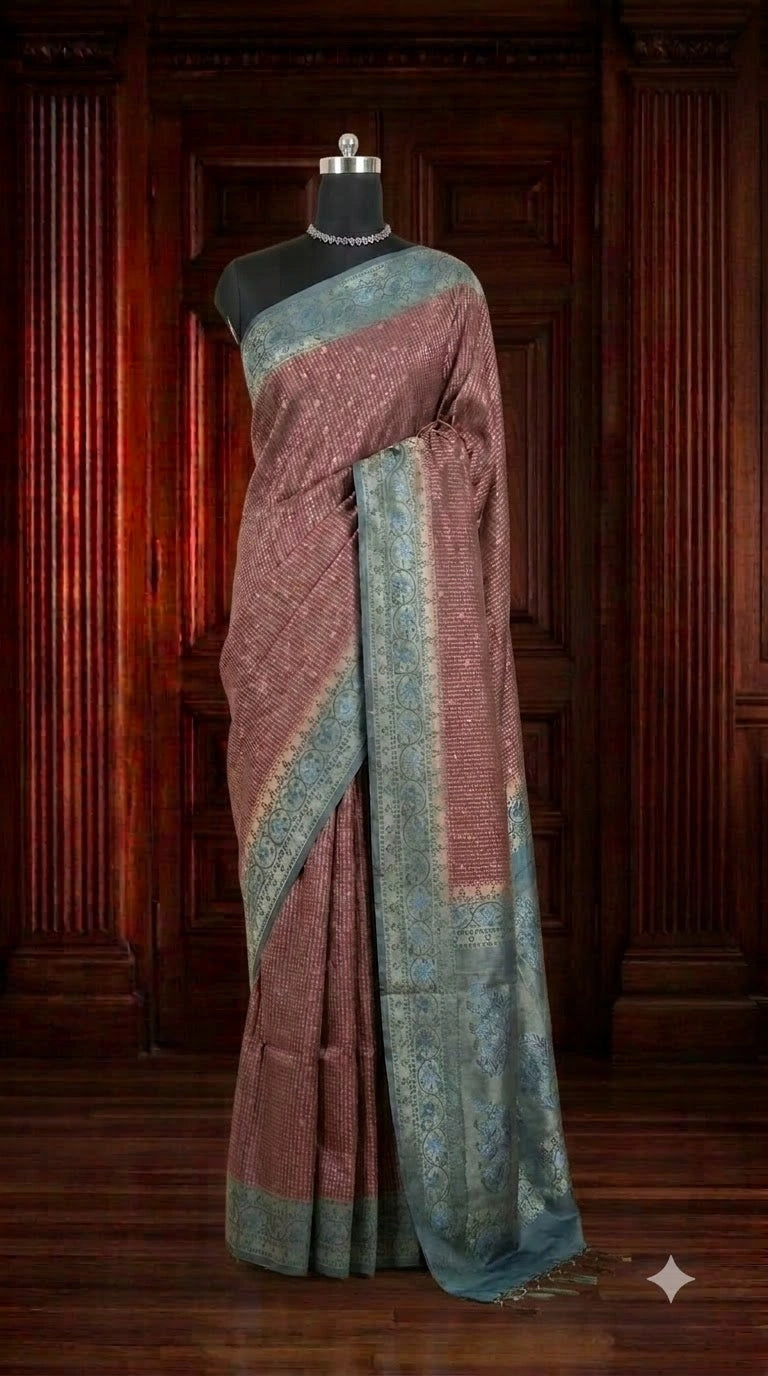 Brown Tussar Saree