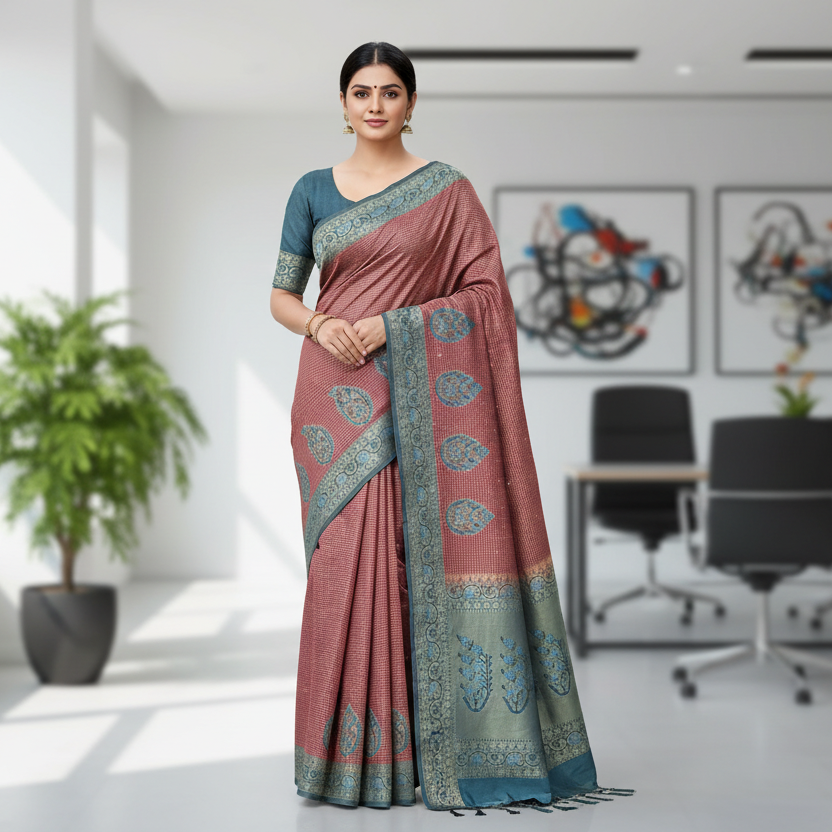 Brown Tussar Saree