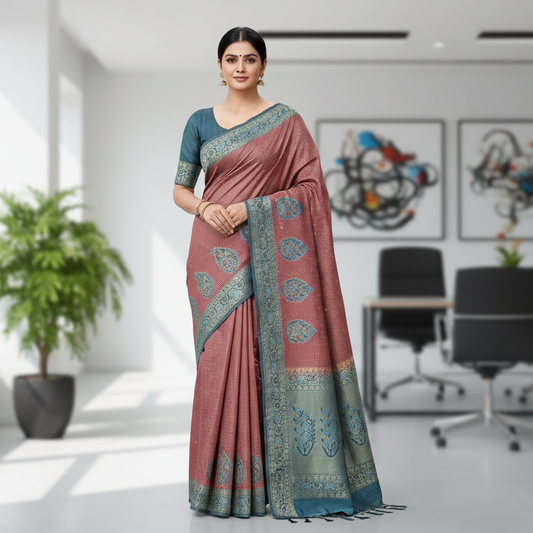 Brown Tussar Saree