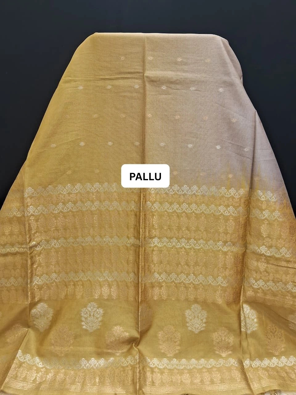 Shaded Mustard Yellow and Grey Tussar Saree pallu
