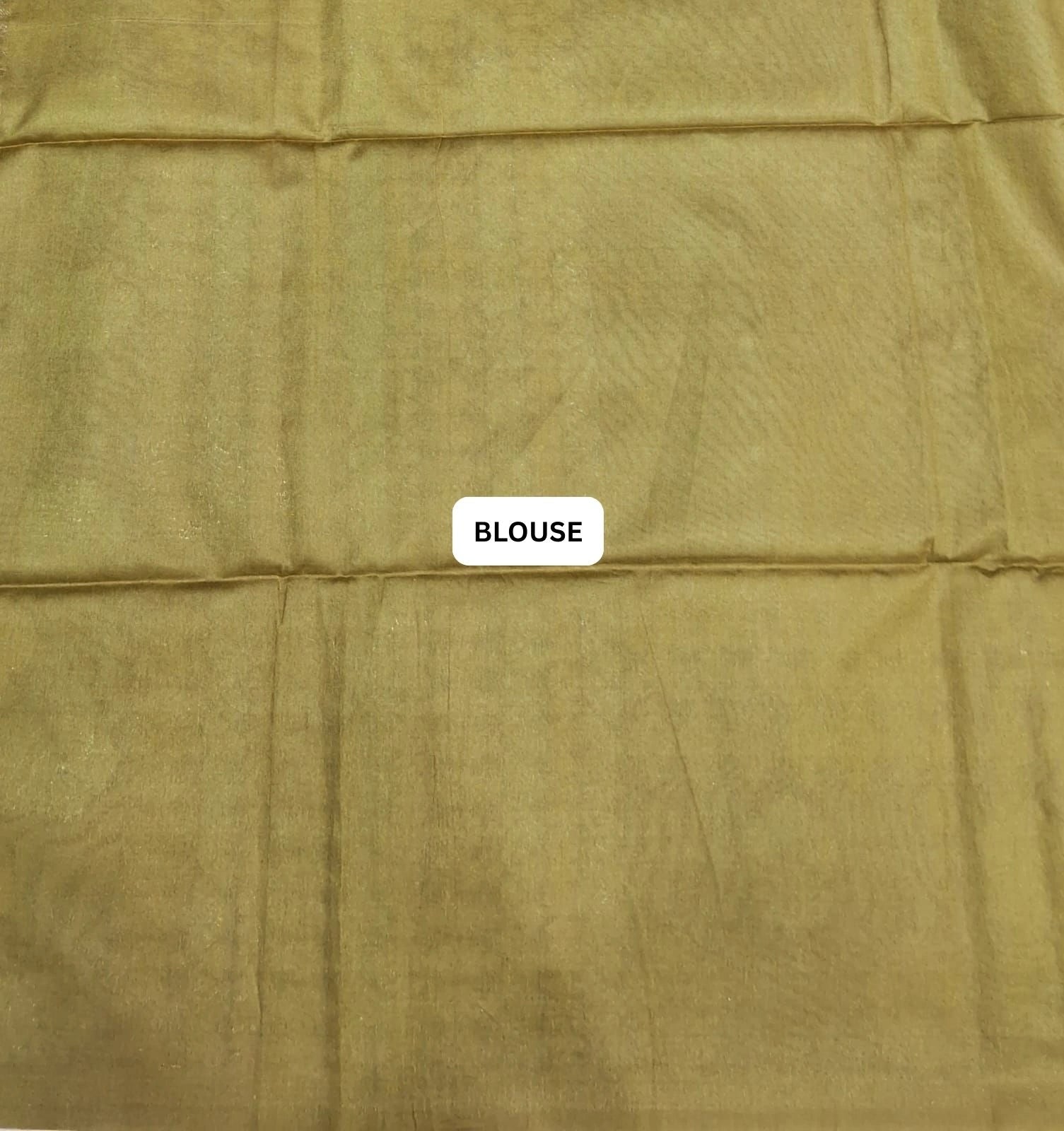 Shaded Mustard Yellow and Grey Tussar Saree blouse
