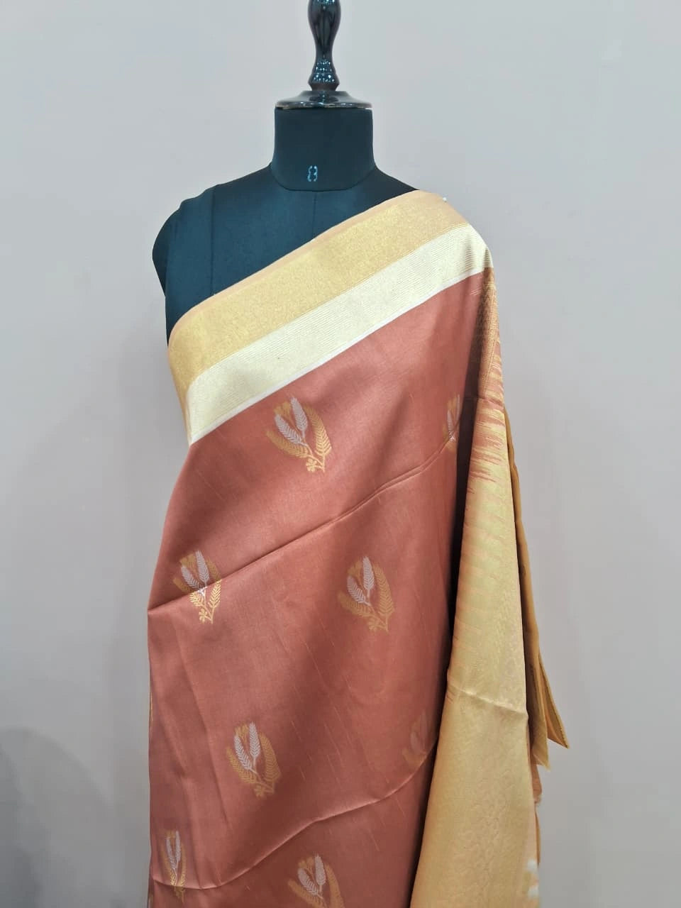 Brown Banarasi Tussar saree 1