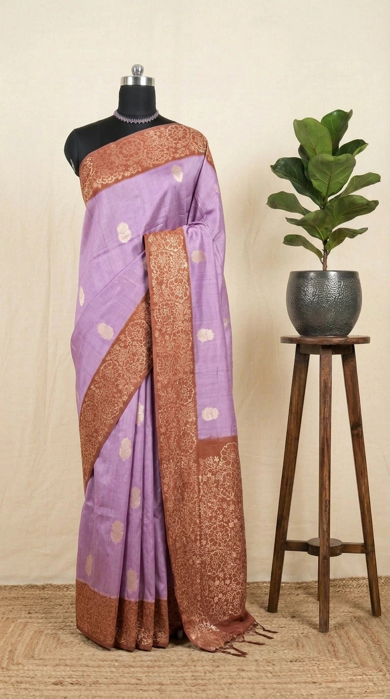 Lavender Tussar Saree