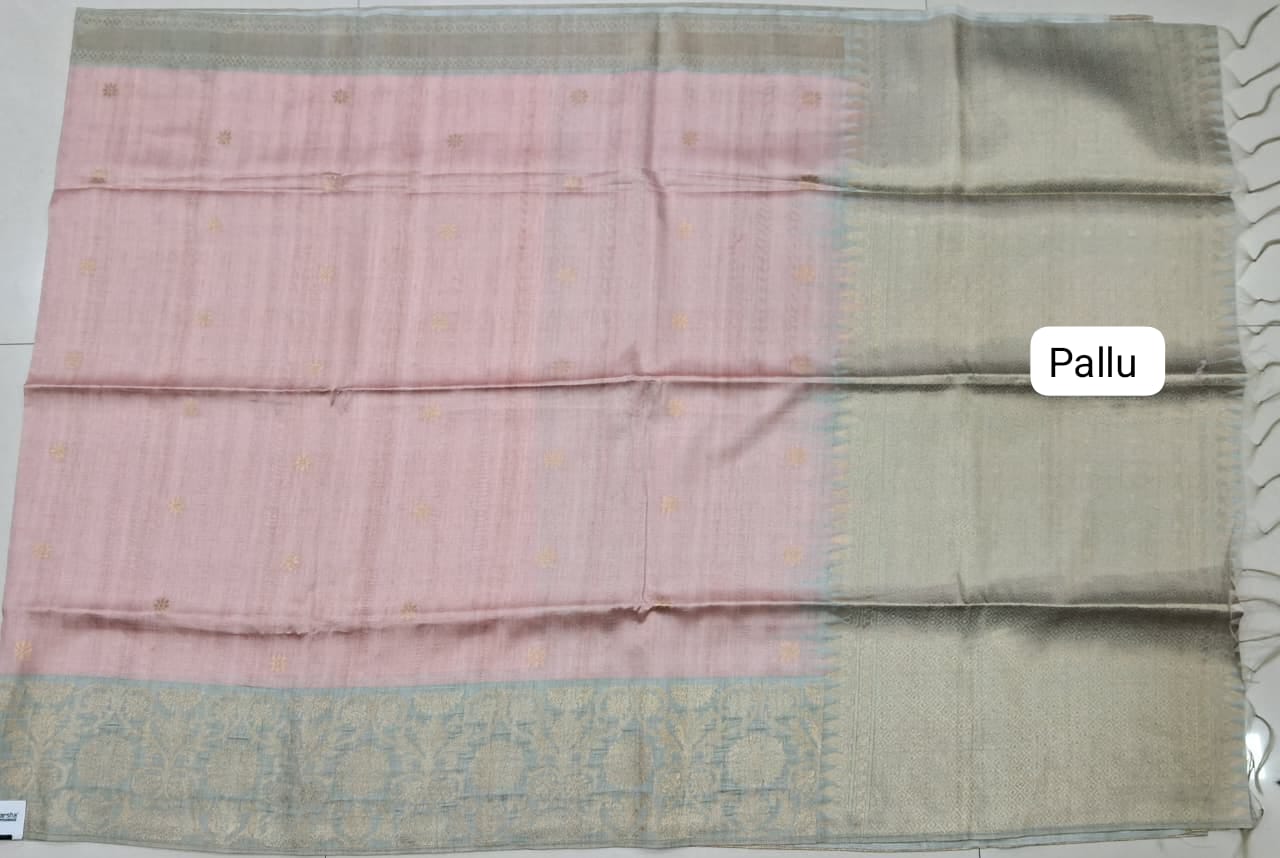 Peach Tussar Saree pallu