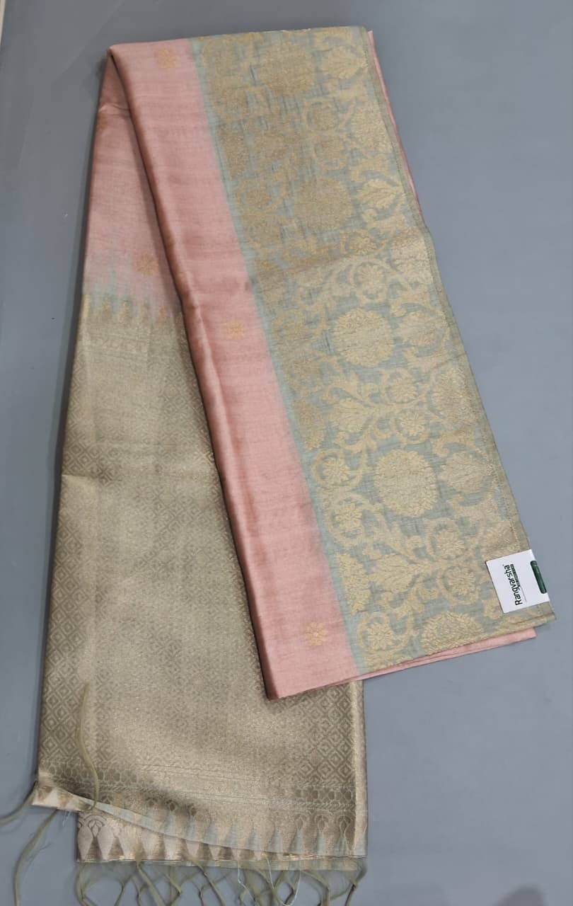 Peach Tussar Saree