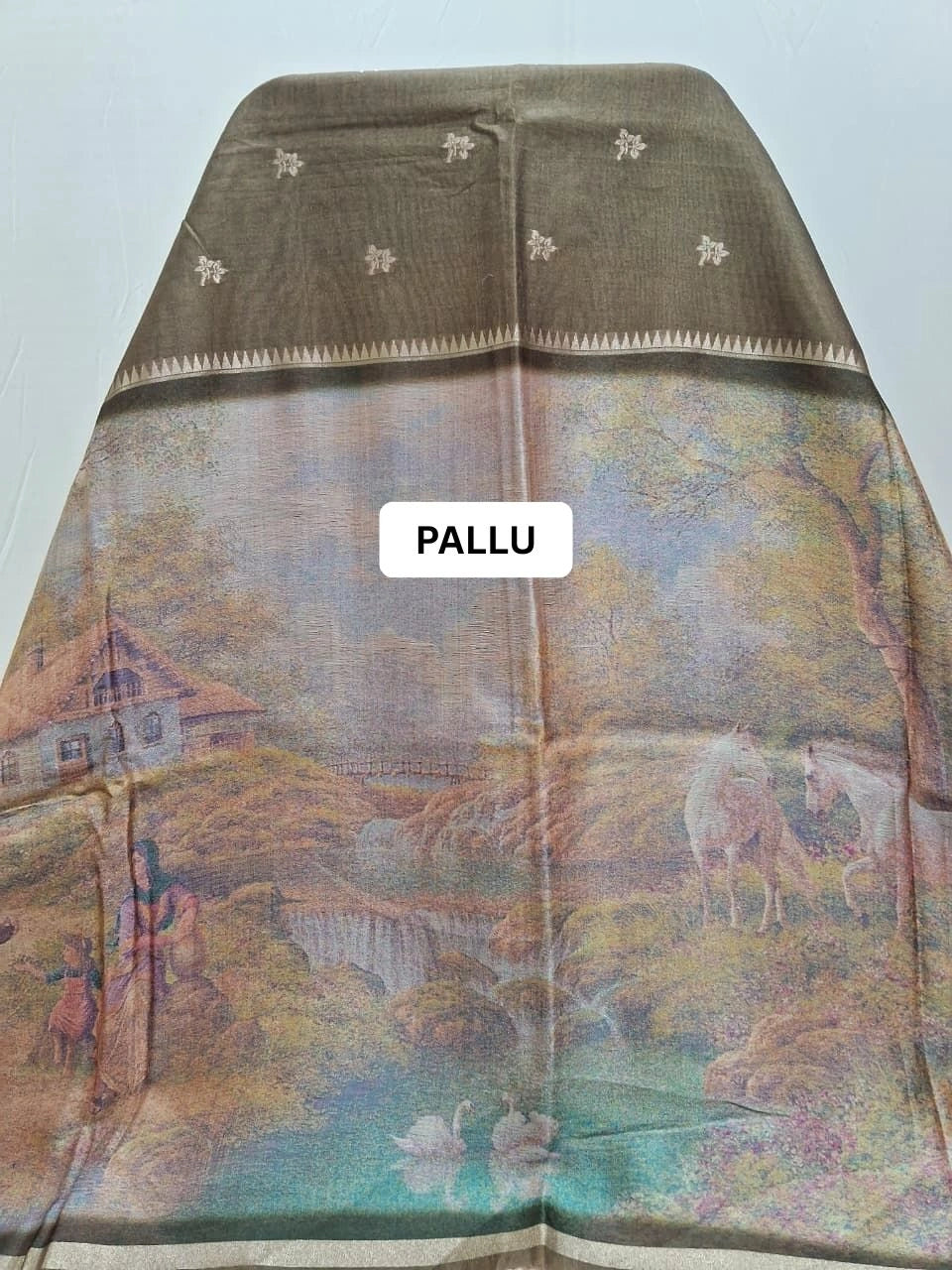Walnut Brown Tussar Saree pallu
