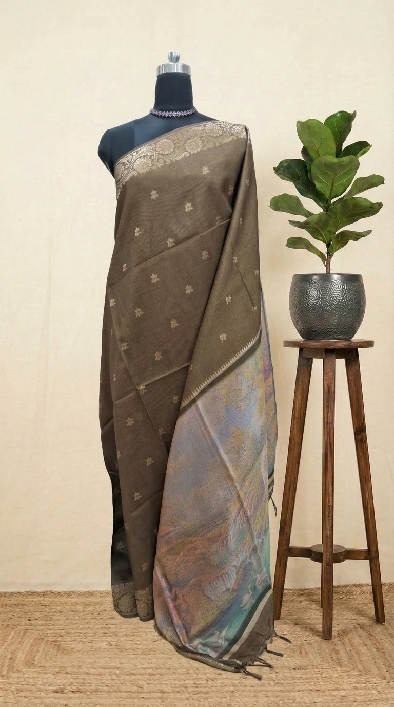 Walnut Brown Tussar Saree
