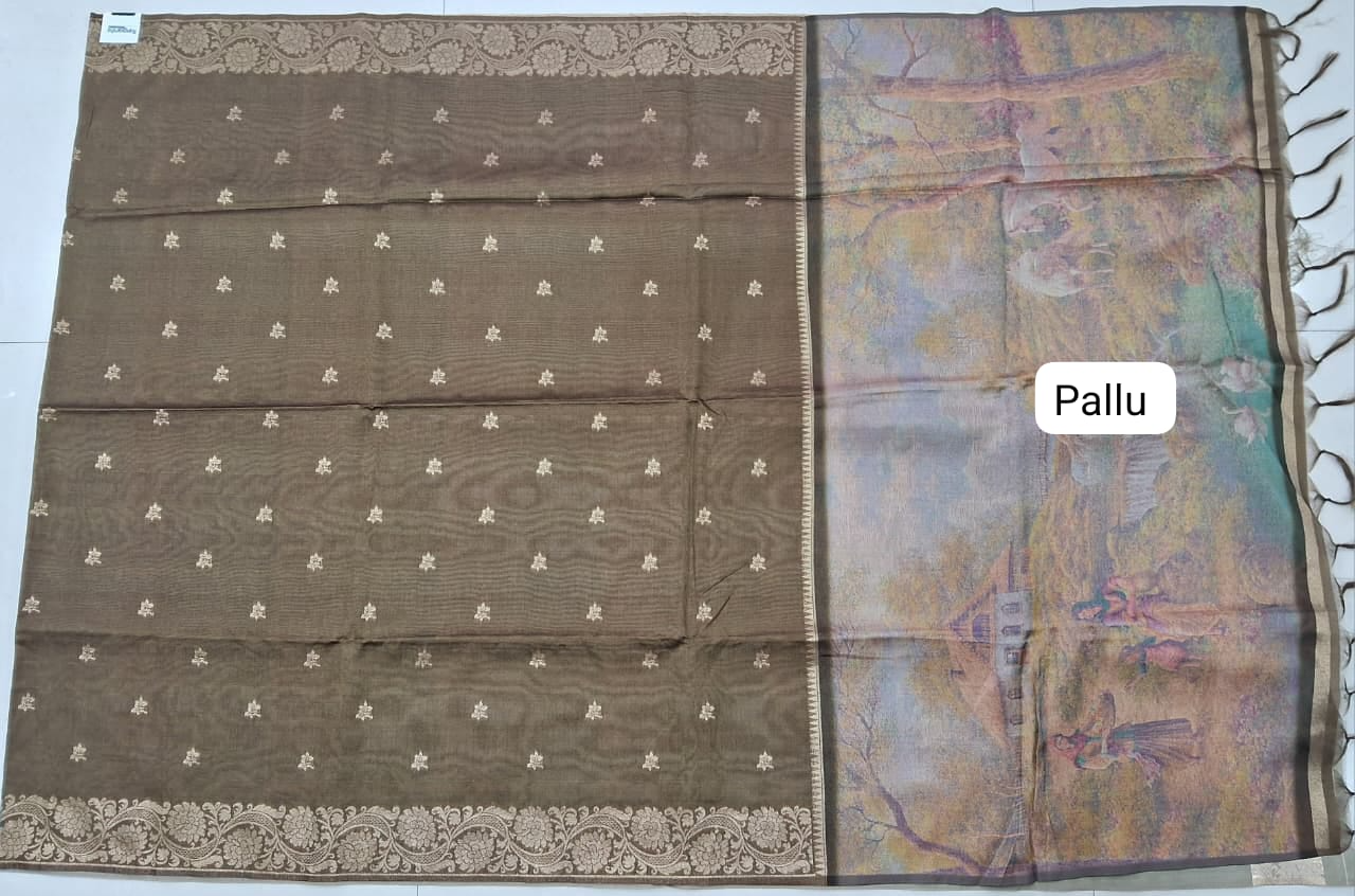 Walnut Brown Tussar Saree Pallu