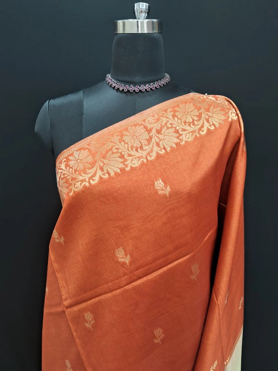 Tangarine Orange Tussar Saree 