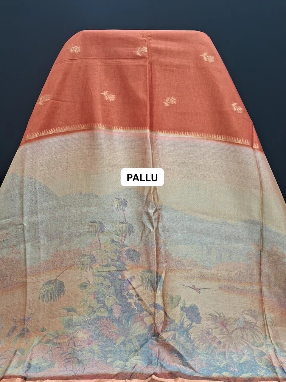 Tangarine Orange Tussar Saree pallu