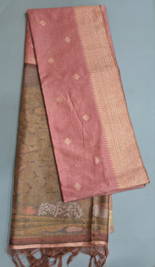 Peach Tussar Saree