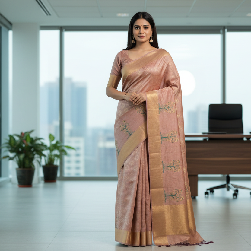 Light Brown Tussar Saree