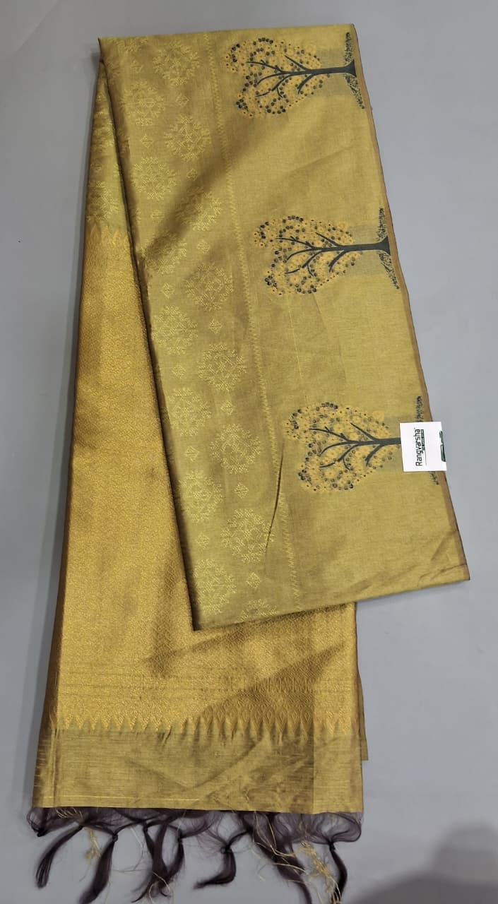 Citrus Green Tussar Saree