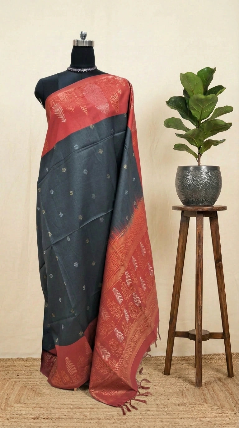 Traditional Black Tussar Saree