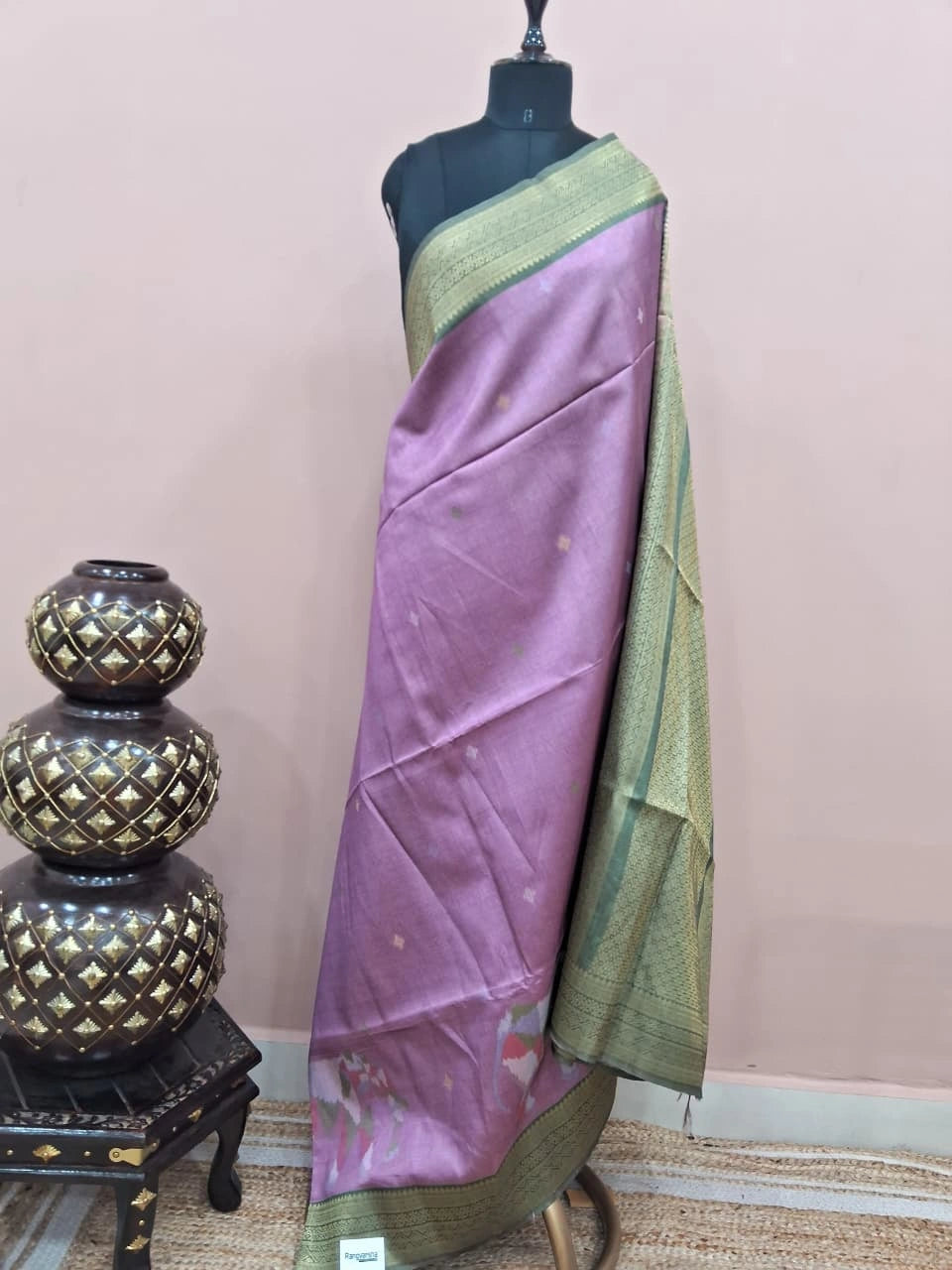 lavender Banarasi Tussar saree 