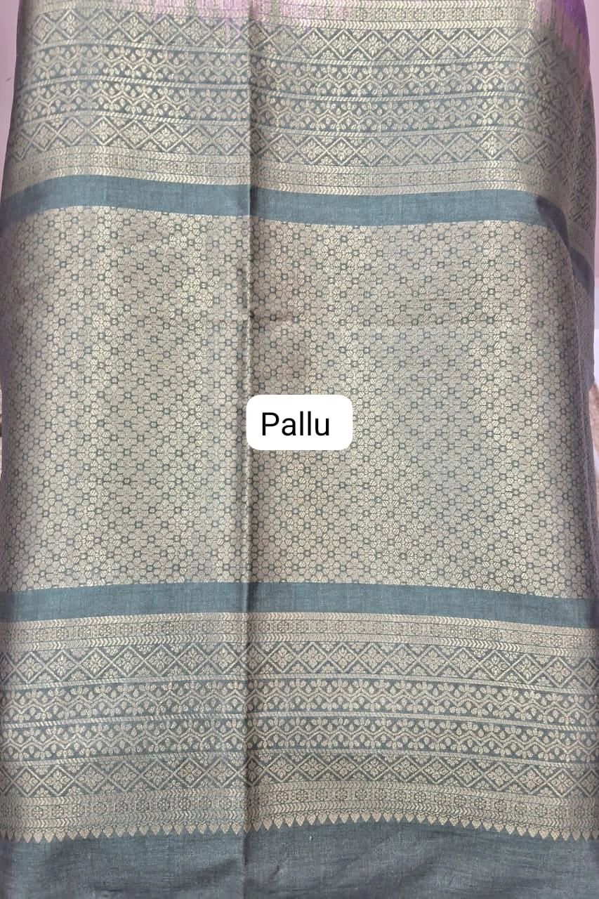 lavender Banarasi Tussar saree pallu