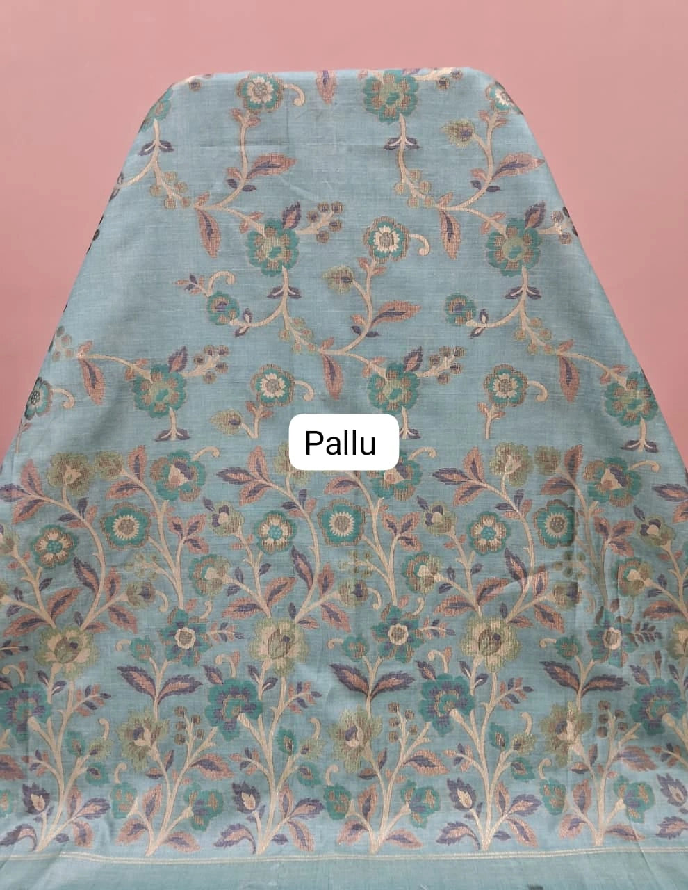 Marine Blue Banarasi Tussar Saree Pallu