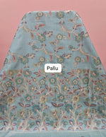 Marine Blue Banarasi Tussar Saree Pallu