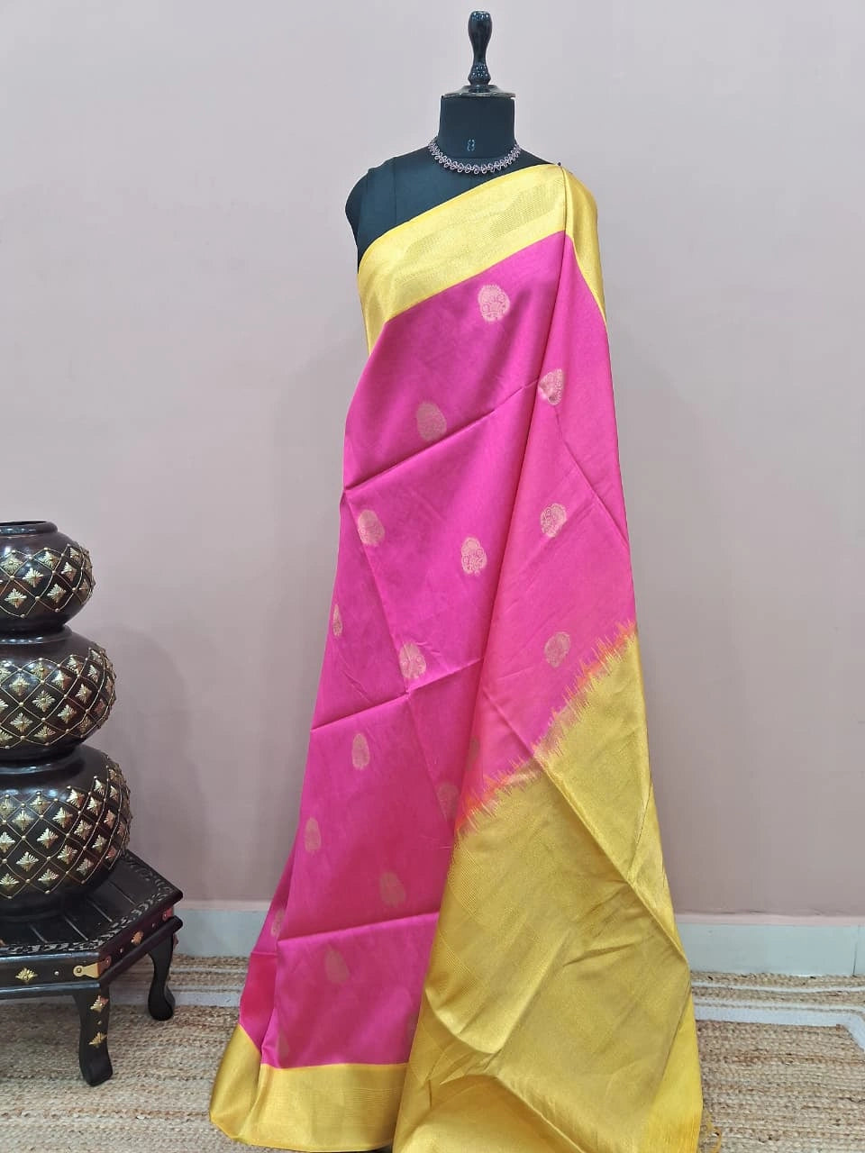 Pink Banarasi Tussar Saree