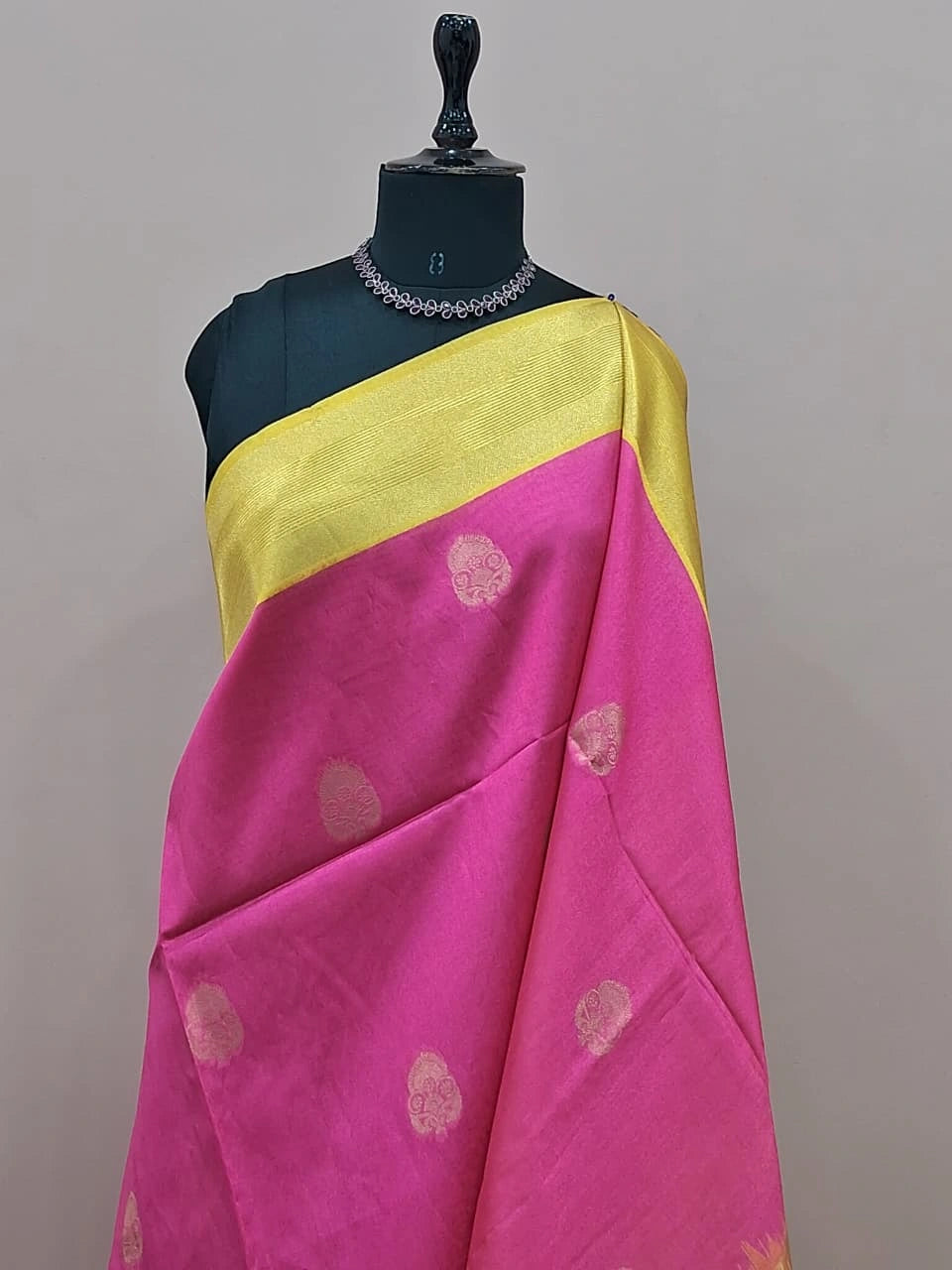 Pink  Banarasi Tussar Saree 1