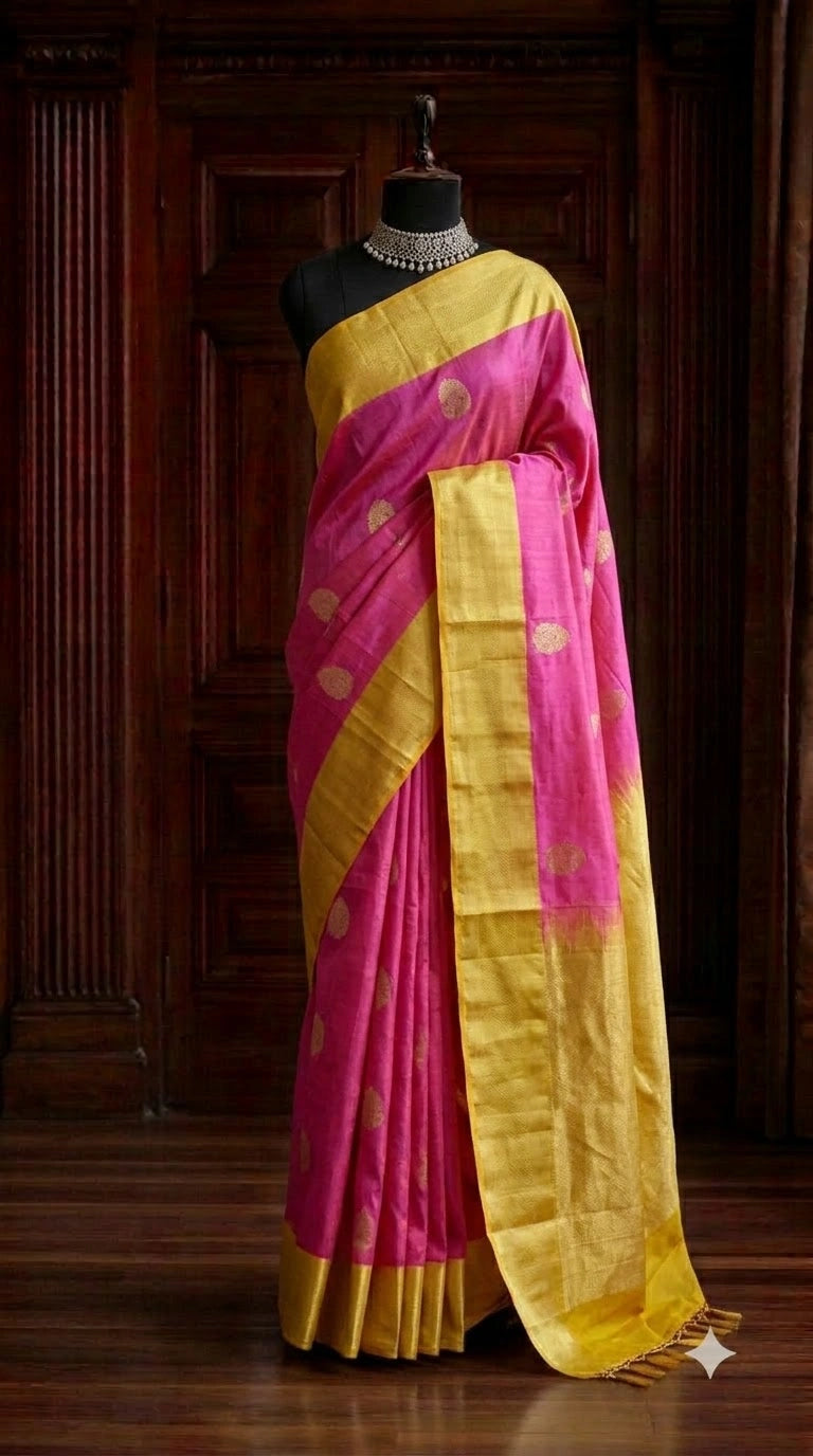 Pink Banarasi Tussar Saree