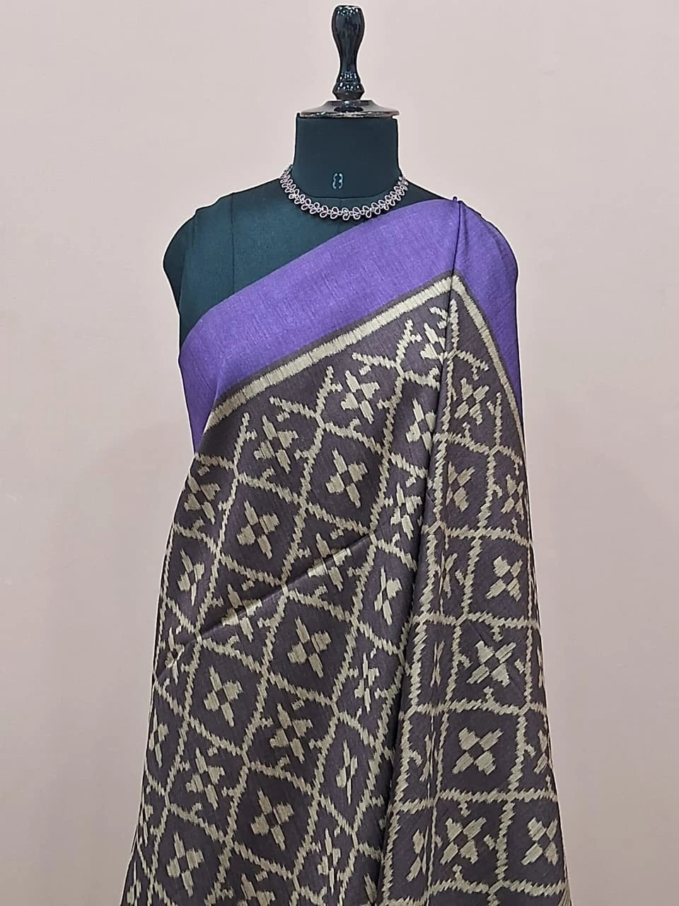 Dark Chocolate Brown Banarasi Tussar Saree 1