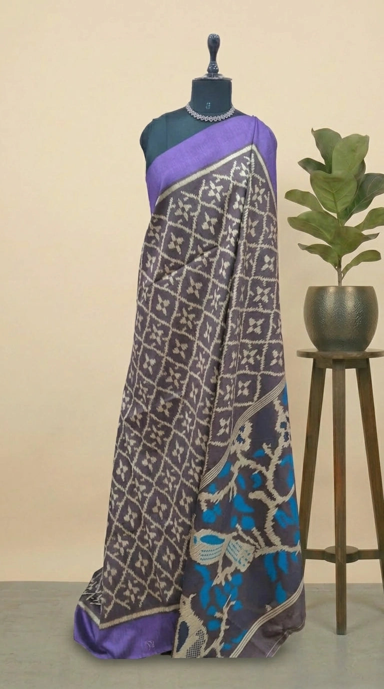 Dark Chocolate Brown Banarasi Tussar Saree 