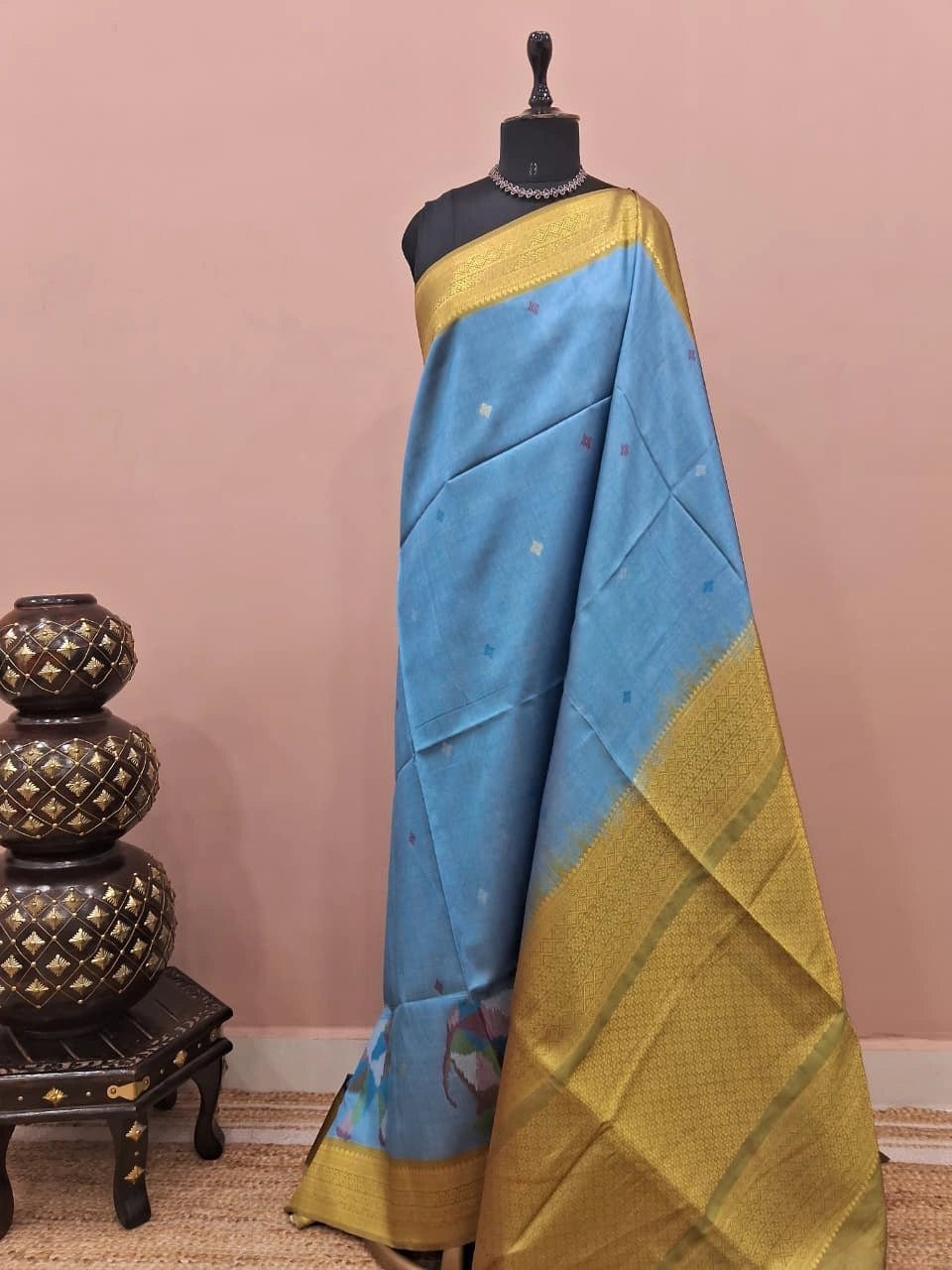 ky Blue Banarasi Tussar Saree 
