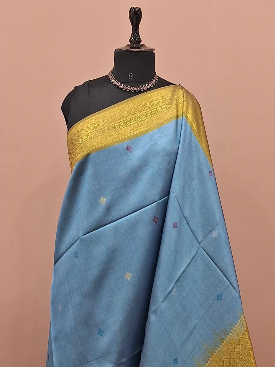 ky Blue Banarasi Tussar Saree 1