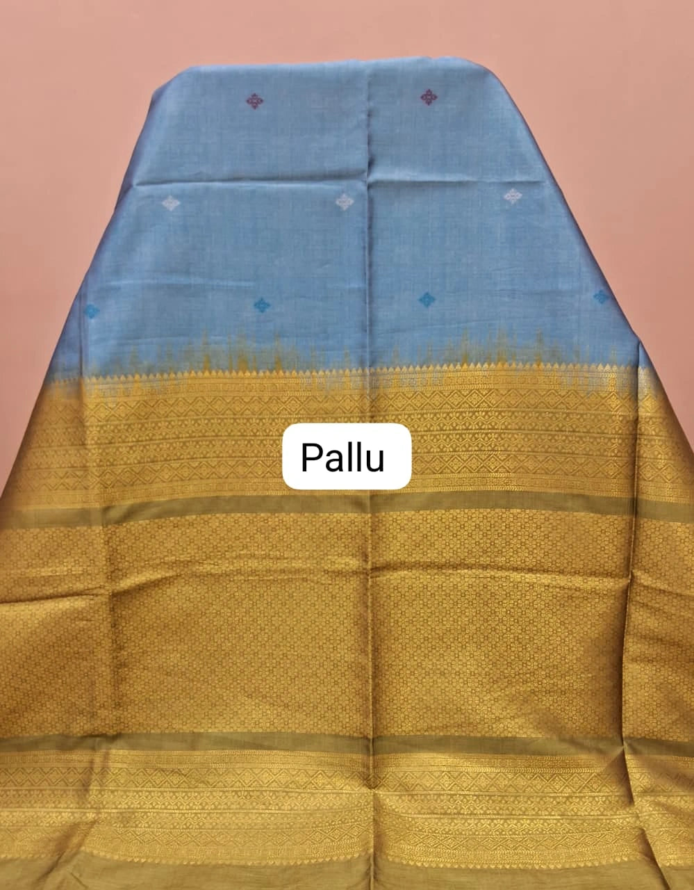 ky Blue Banarasi Tussar Saree Pallu