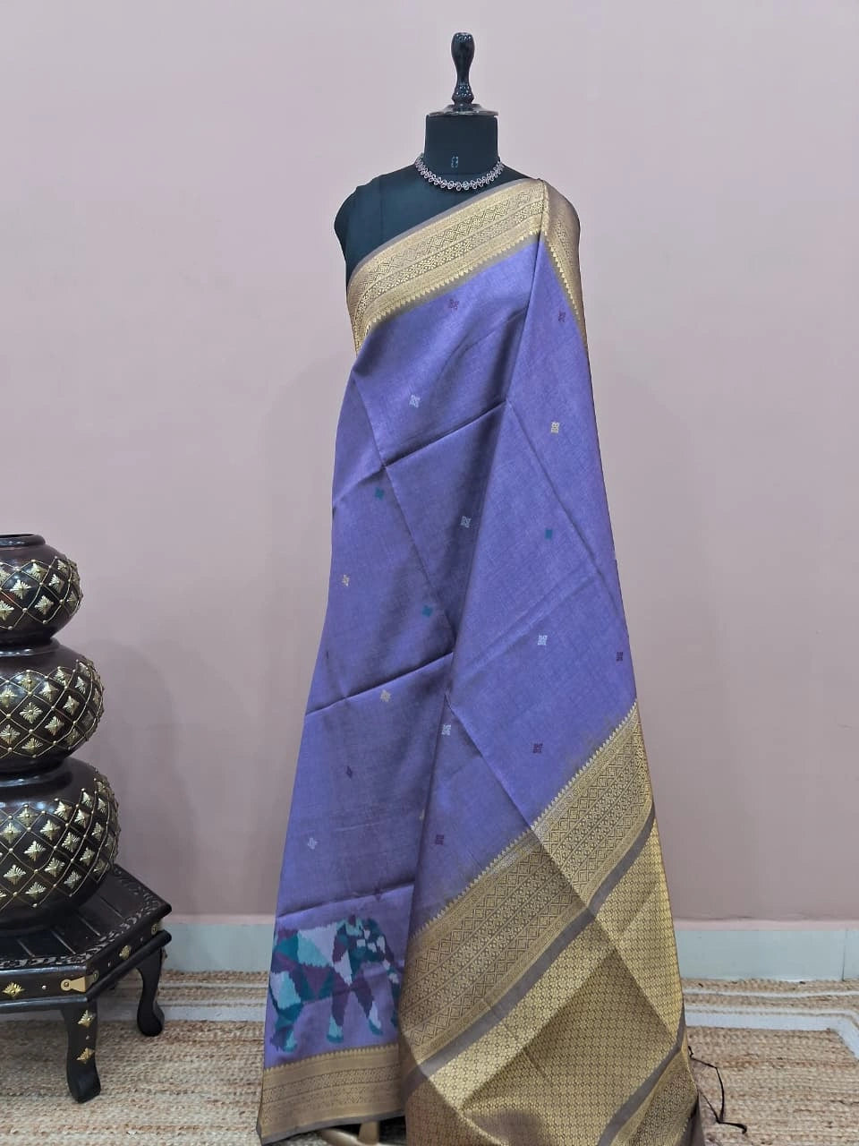 Light Blue Banarasi Tussar Saree 