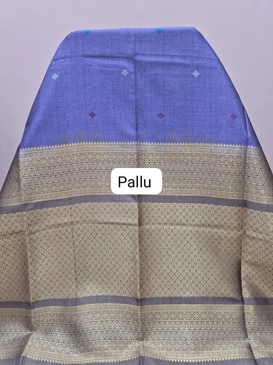 Light Blue Banarasi Tussar Saree Pallu