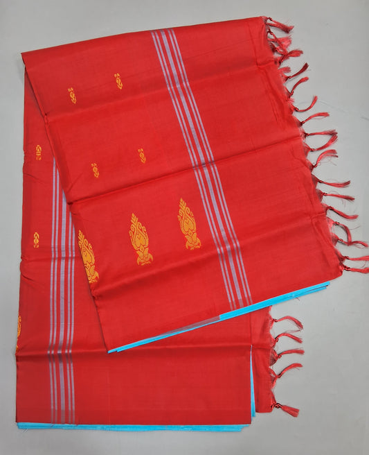 Aqua Blue Hand Woven Banana Silk Saree