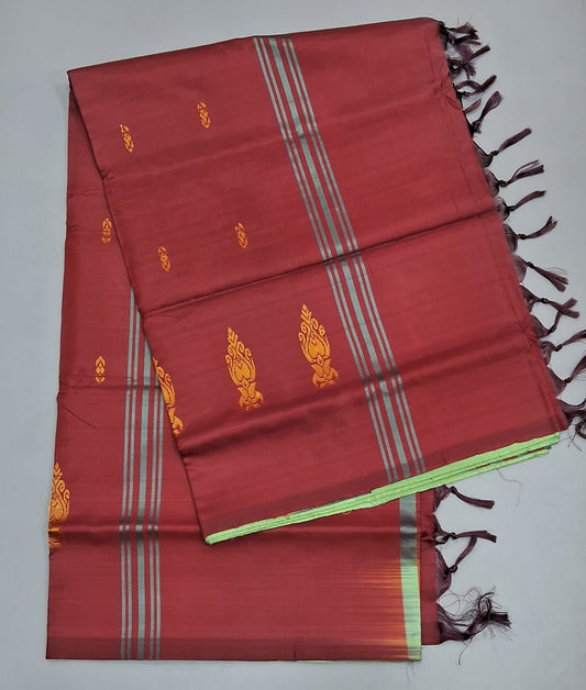 Pista Green Hand Woven Banana Silk Saree