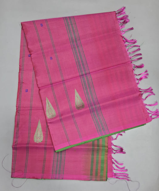 Parrot Green Hand Woven Banana Silk Saree
