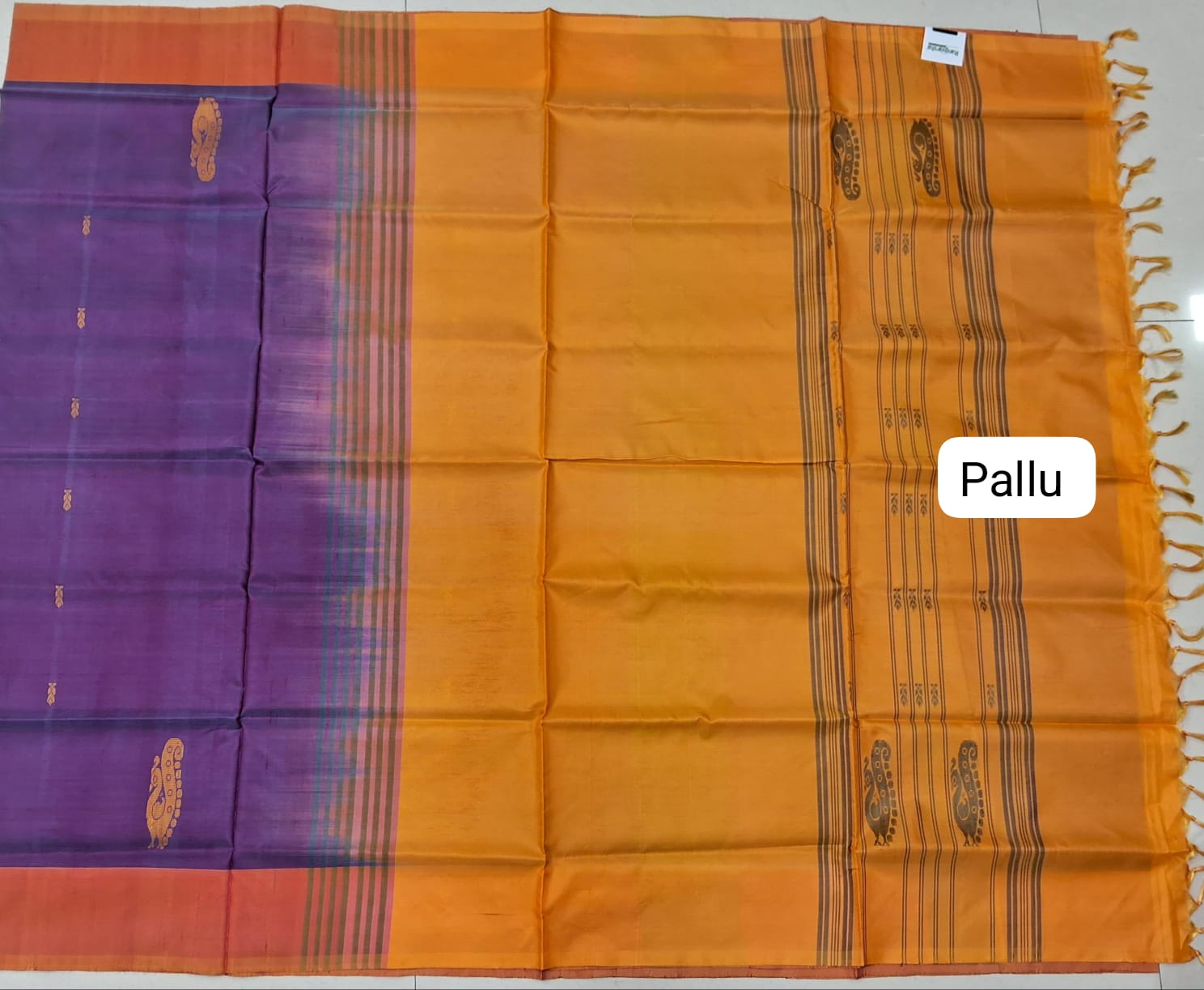 Purple Hand Woven Banana Silk Saree pallu