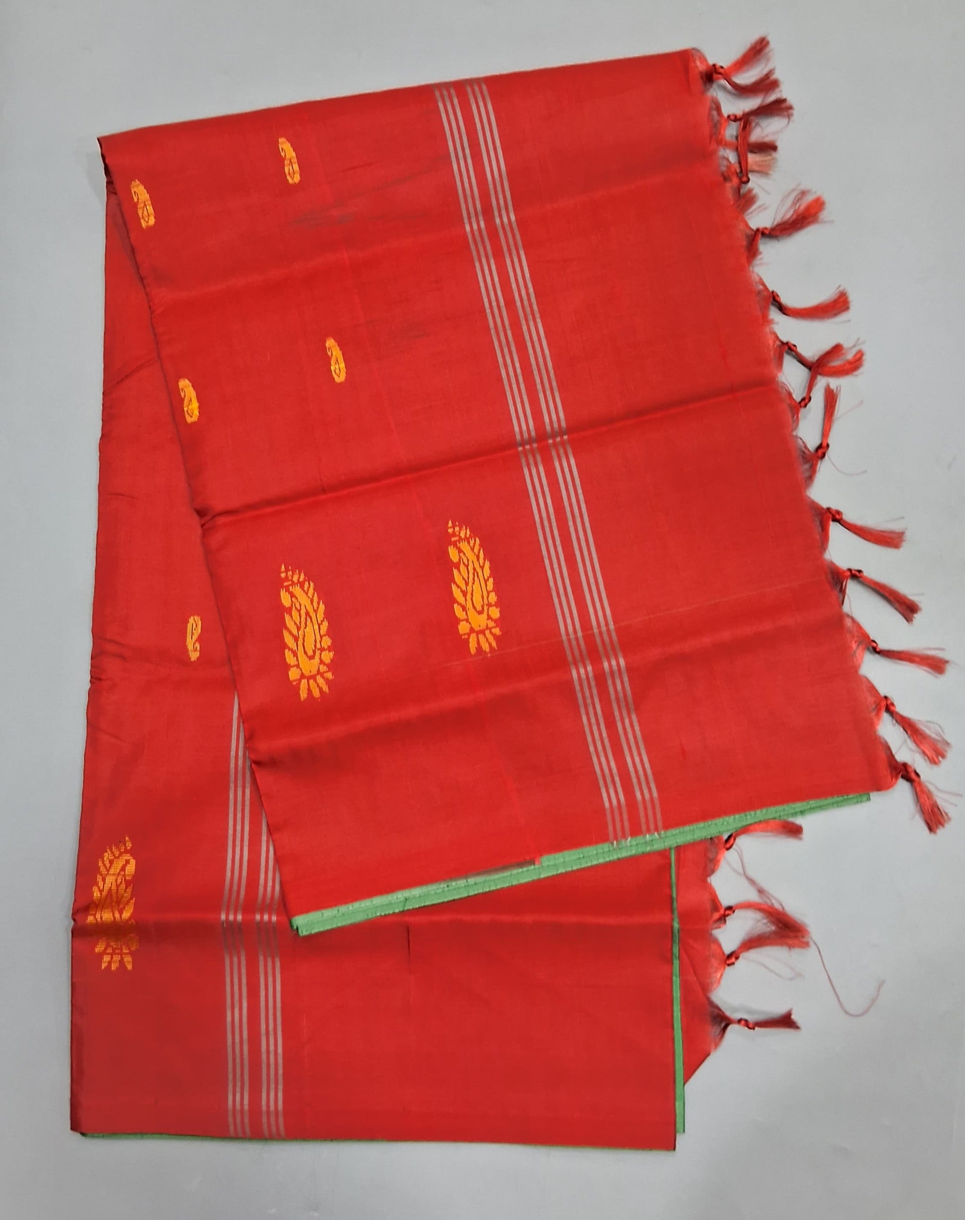 Mint Green Hand Woven Banana Silk Saree